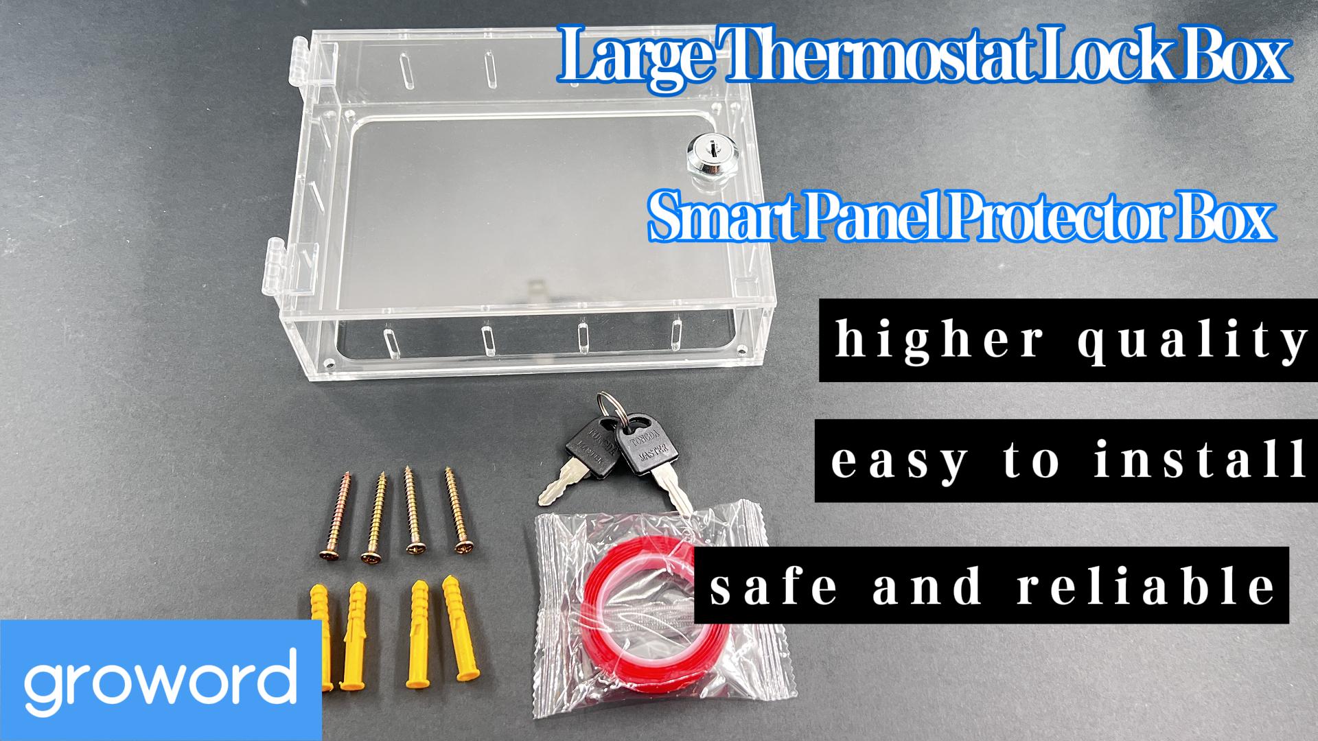 Groword Large Thermostat Lock Box Cover with Key - Fits Honeywell
